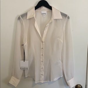 NWT! Bebe x KARDASHIANS Sheer Button Up Shirt